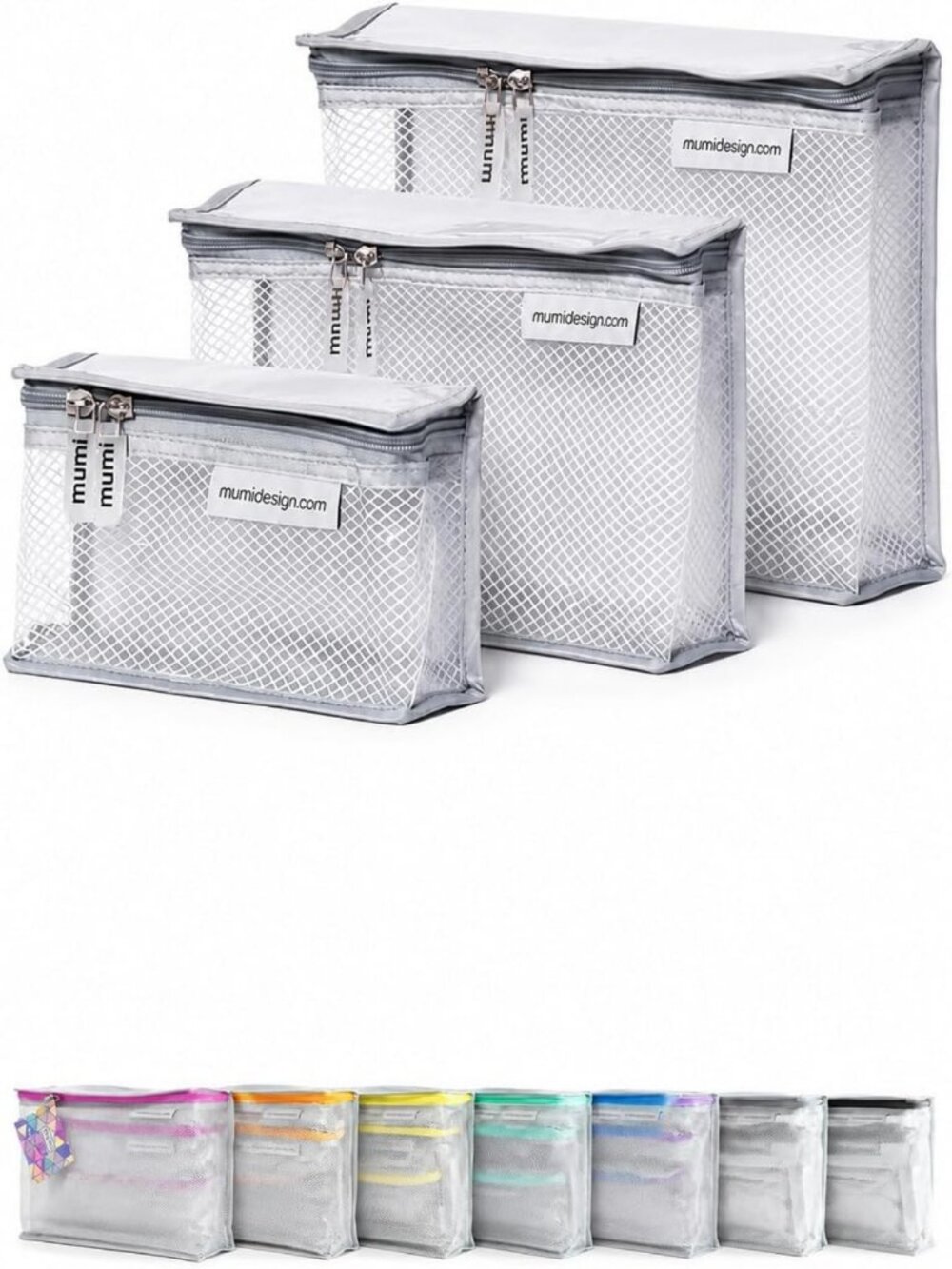 Clear TSA Approved Travel Toiletry Bag Set of 3 - Stylish Gray Organizer
